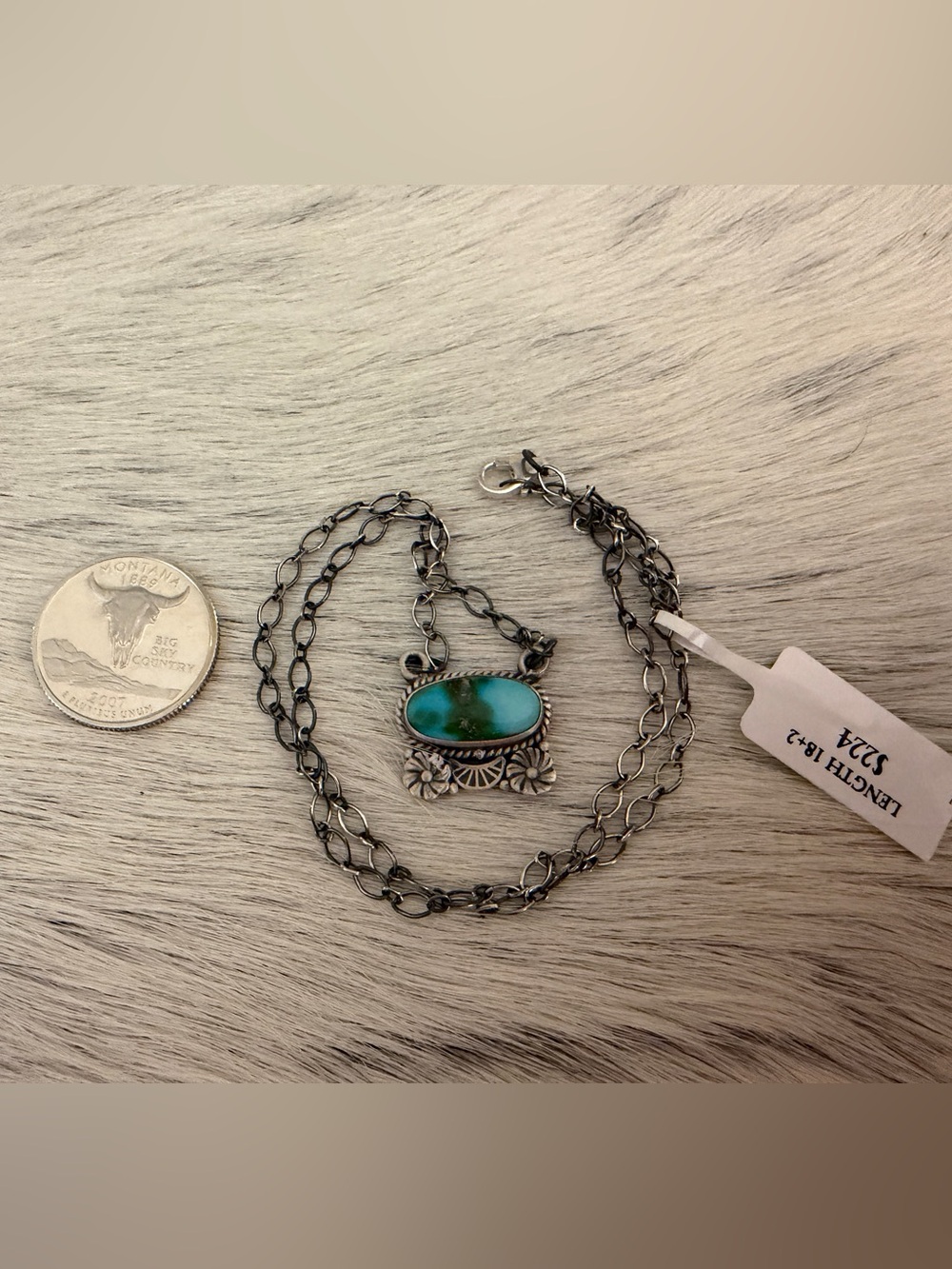❤️ Sonoran Mountain Turquoise Adjustable Decorative Necklace Pendant Sterling - Picture 10 of 17
